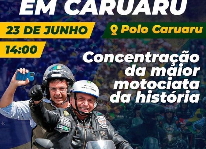 Bolsonaro participará de motociata em Caruaru, Agreste de Pernambuco