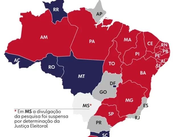 Ipec: Lula lidera em 15 estados; Bolsonaro, em 5 e no Distrito Federal