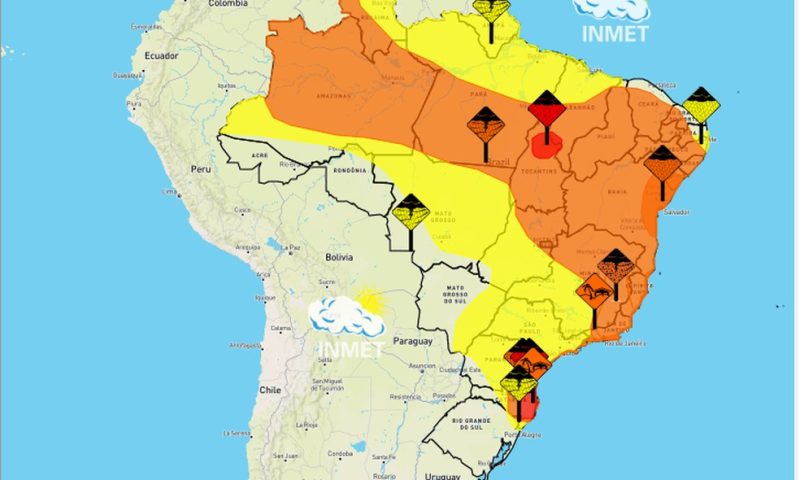 Inmet emite alerta para temporais em 23 estados