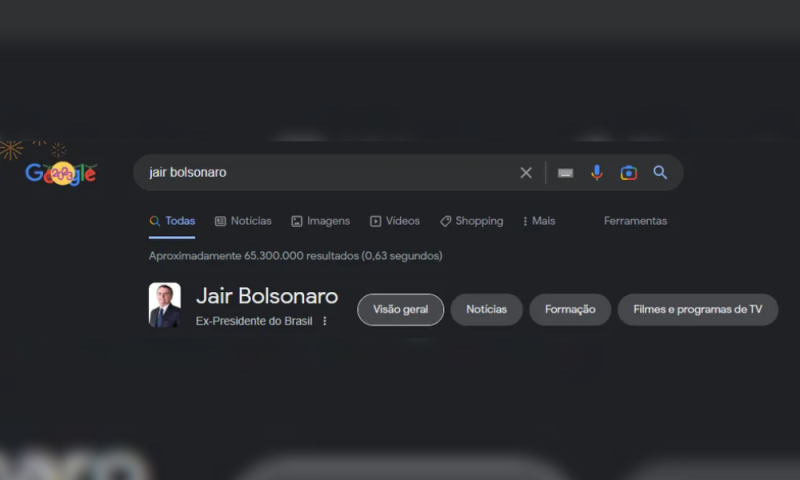Google atualiza cargo de Jair Bolsonaro para ‘ex-presidente do Brasil’