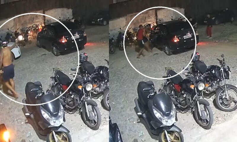 VIDEO FORTE: Casal é executado a tiros por grupo de 10 homens ao sair de condomínio
