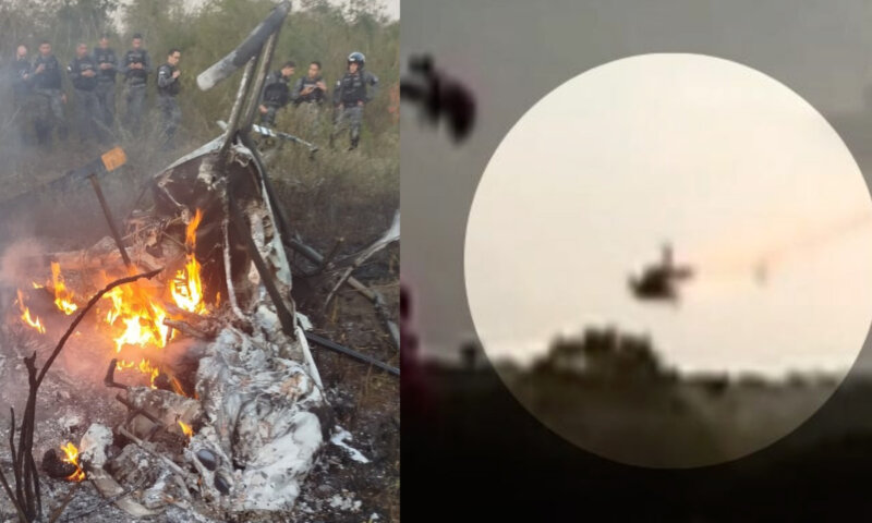 Queda de helicóptero em Caruaru: único sobrevivente pulou da aeronave em chamas