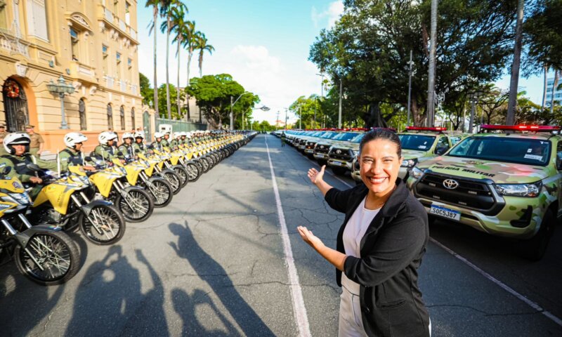 Raquel Lyra entrega helicóptero, 28 viaturas e 136 motocicletas para a segurança pública no Estado
