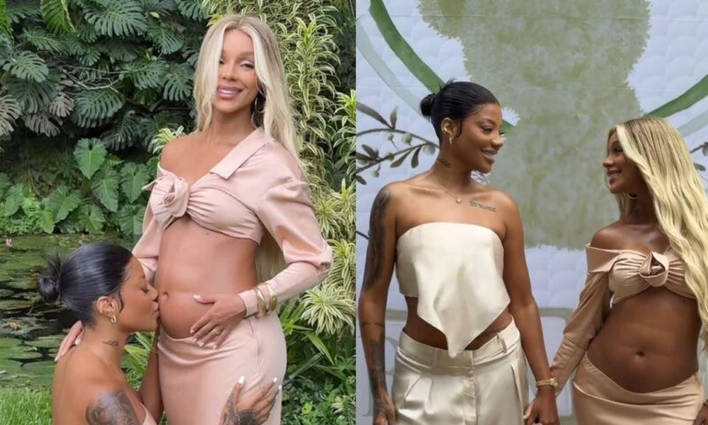 Ludmilla e Brunna Gonçalves revelam sexo do bebê em “chá revelação”