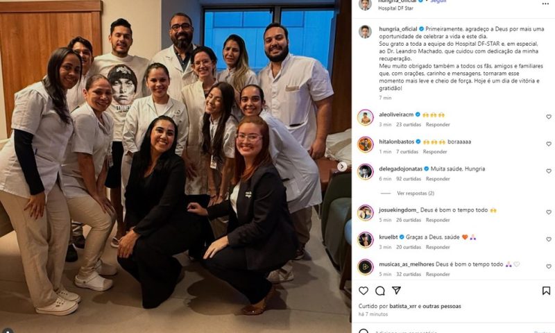 Rapper Hungria recebe alta de hospital em Brasília: ‘Mais uma oportunidade de celebrar a vida’