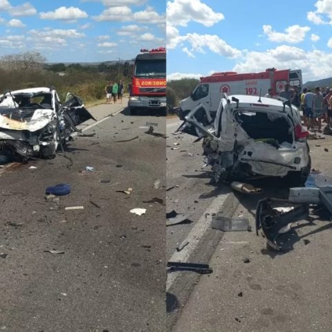 Três pessoas morrem após grave acidente entre carros na BR-232