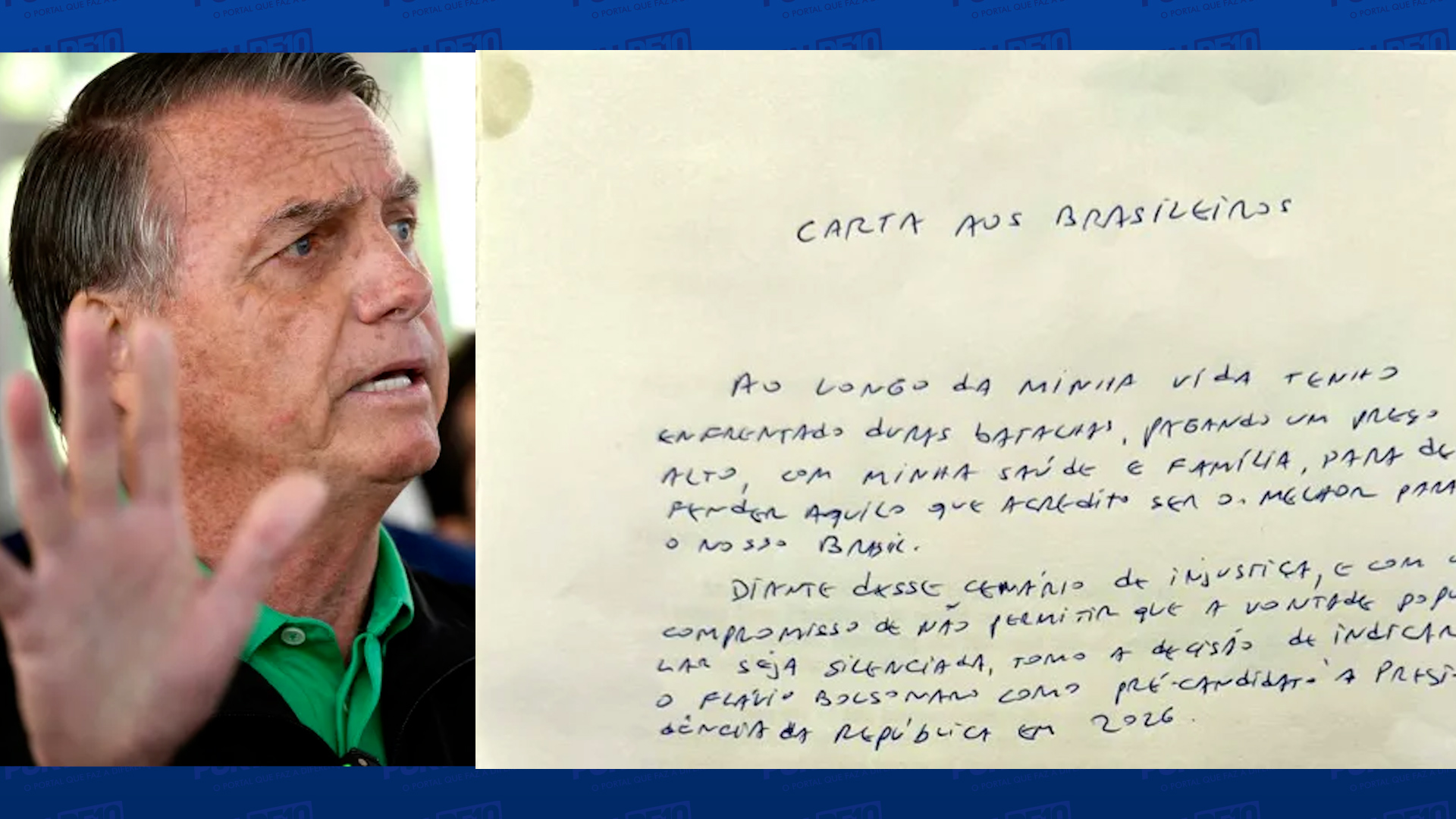 Bolsonaro confirma pré-candidatura de Flávio em carta escrita na prisão:‘‘defender aquilo que acredito  ser o melhor para o nosso Brasil”