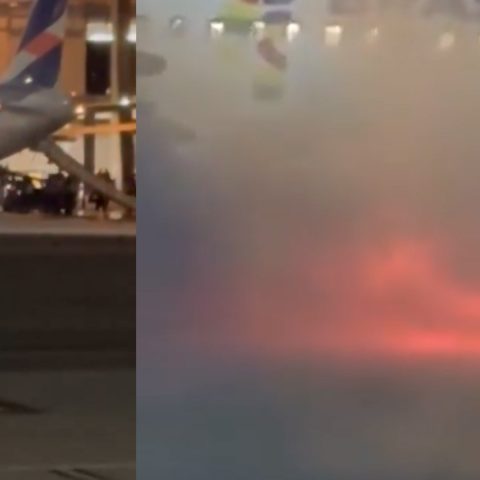 Passageiros são retirados de avião após incêndio em equipamento no Aeroporto de Guarulhos,SP