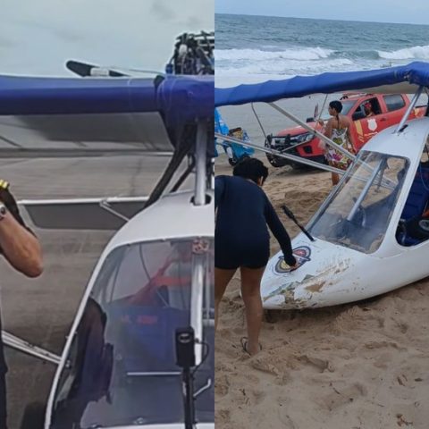 Ultraleve pilotado por prefeito de Barreiros faz pouso forçado em praia após falha em motor