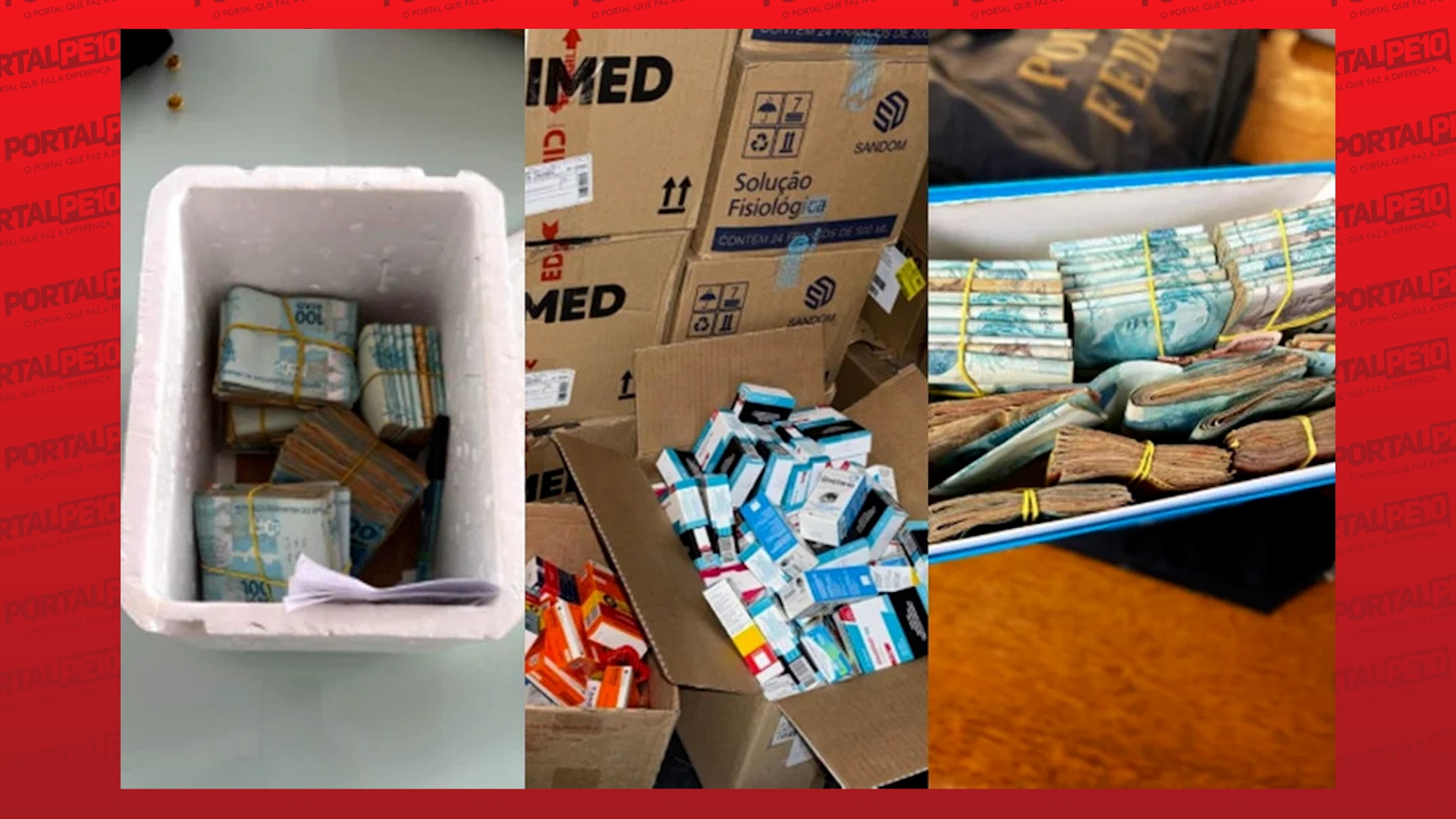 Seis prefeituras são alvo da PF por fraude milionária na Saúde; polícia acha pilha de dinheiro dentro de caixa de isopor