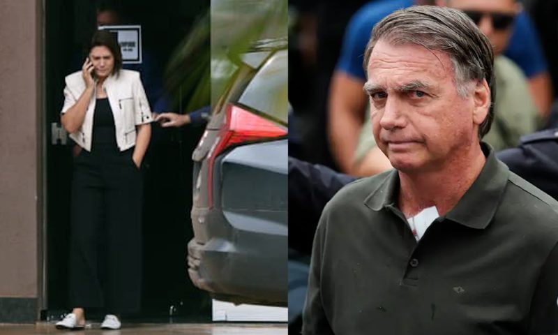Michelle diz que Bolsonaro caiu e bateu cabeça na cela:‘‘Meu amor não está bem’’