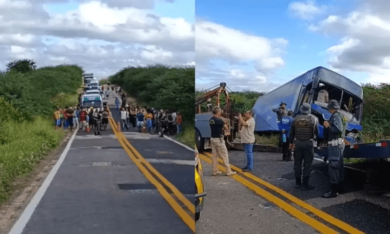 Ônibus com time de basquete de escola capota e deixa 7 mortos e dezenas de feridos